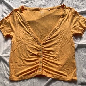 Pacsun orange button up crop top